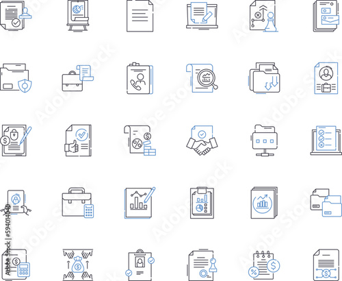 Invoices line icons collection. Payment, Transaction, Order, Due, Balance, Reconciliation, Billing vector and linear illustration. Account,Outstanding,Remittance outline signs set