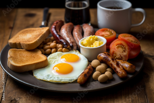 English breakfast food menu. AI generated.
