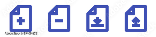 document paper icon button add and remove file icon upload and download