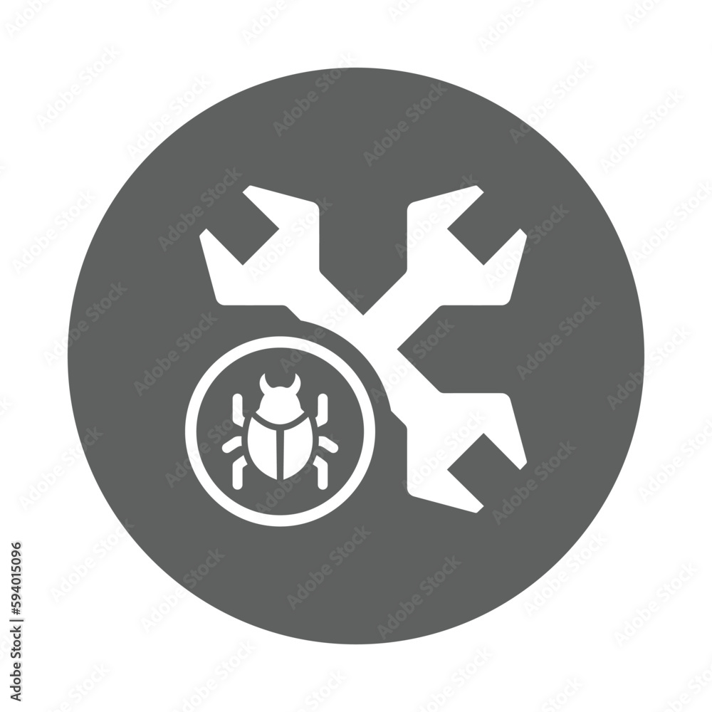 Bug, fix, malware, repair, virus icon. Gray vector graphics. Bug, fix, malware, repair, virus icon. Gray vector graphics.