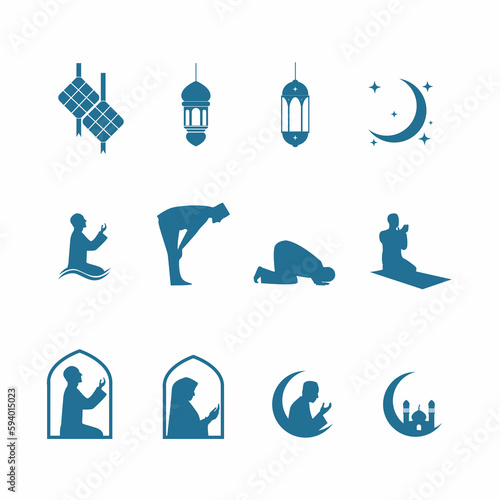 vector icon muslim pray silhouette 