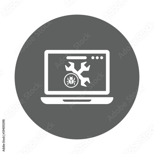 Bug, fixing, fix, virus icon. Gray vector graphics.