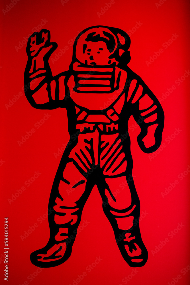 The image of an astronaut on a red background The image of an astronaut on a red background