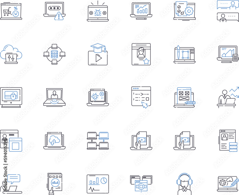 Mobile computer line icons collection. Laptop, Notebook, Tablet, Chromebook, Macbook, Ultrabook, Convertible vector and linear illustration. Hybrid,Detachable,Gaming outline signs set Mobile computer line icons collection. Laptop, Notebook, Tablet, Chromebook, Macbook, Ultrabook, Convertible vector and linear illustration. Hybrid,Detachable,Gaming outline signs set