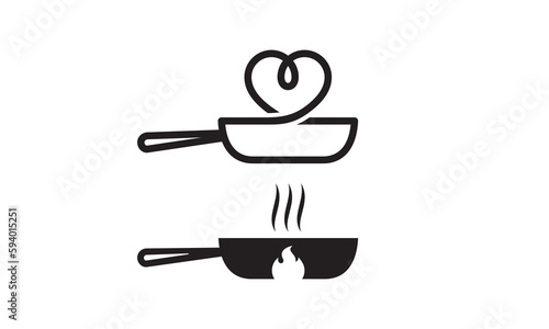 pan cooking with love logo. creative food symbol design vector