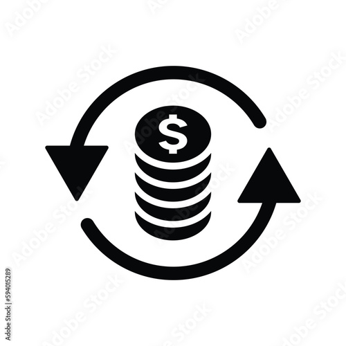 Business, turnover, shopping icon. Black vector graphics.