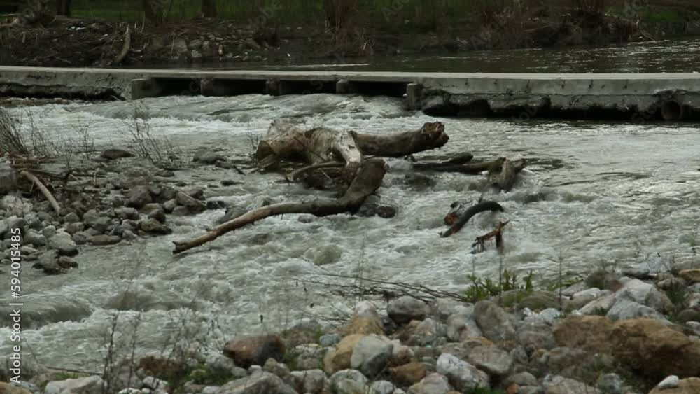 Stormy and turbulent flow of Western Morava rivewr in rocky mountain environment Stormy and turbulent flow of Western Morava rivewr in rocky mountain environment