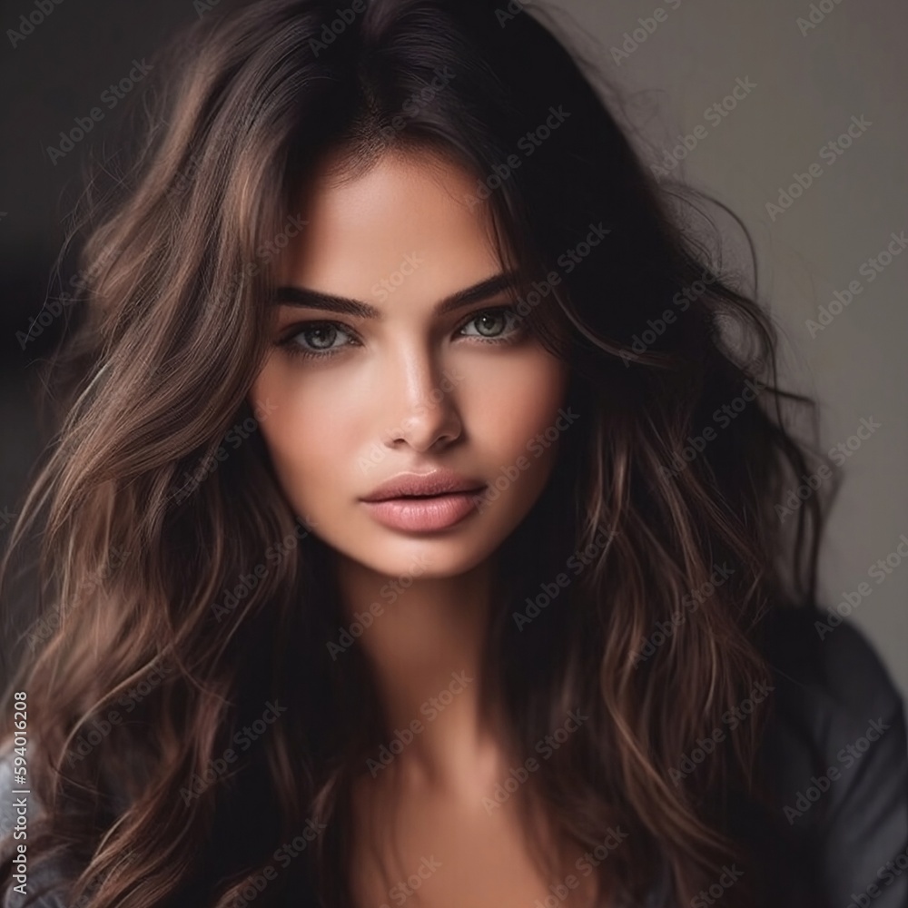Naklejka premium AI Generated Elegant Studio Portrait of a Beautiful Woman