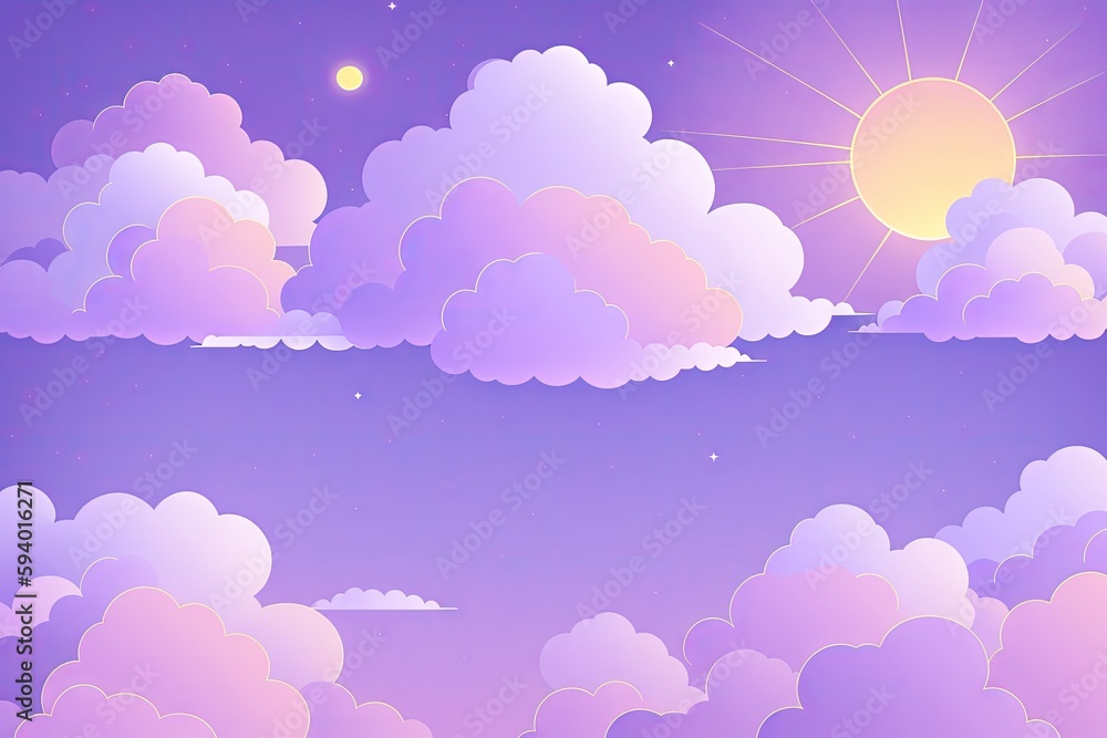 Fototapeta premium a painting of clouds with the sun in the background, generative ai