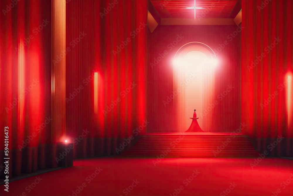 an image of a red carpet and barriers, awards ceremony, generative ai illustration