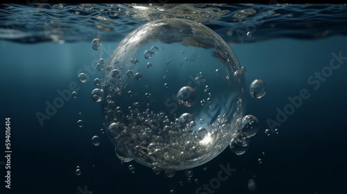 A blue background with bubbles of water and bubbles of water on the bottom of the water  and a blue background with bubbles of water and bubbles on the bottom of the water. Generative ai