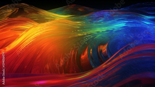 Rainbow texture of wavy glass. Generative ai