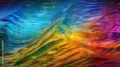 Rainbow texture of wavy glass. Generative ai