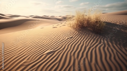 Sunset at the Desert Sand Dunes Landscapes Beautiful Nature. Generative ai