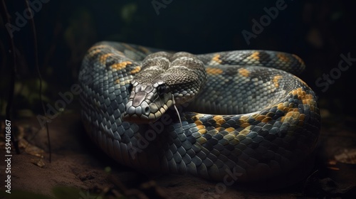 A Southern Pacific Rattlesnake portrait. Generative AI