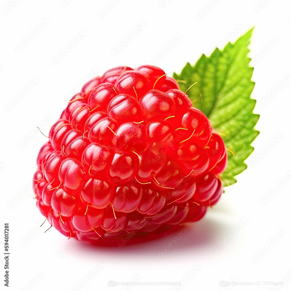 A stunningly cinematic shot of a Raspberry. The Raspberry look juicy and delectable, perfectly illuminated by accent lighting against a pure white background. A stunningly cinematic shot of a Raspberry. The Raspberry look juicy and delectable, perfectly illuminated by accent lighting against a pure white background.