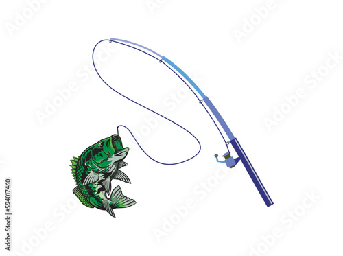 fishing illustrations, fishing strike a bass fish