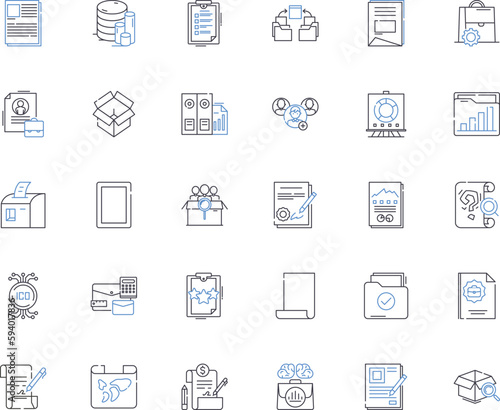 File organization line icons collection. Categorization, Arrangement, Clutter, Sorting, Systematize, Organization, Prioritization vector and linear illustration. Management,Streamline,Cataloging