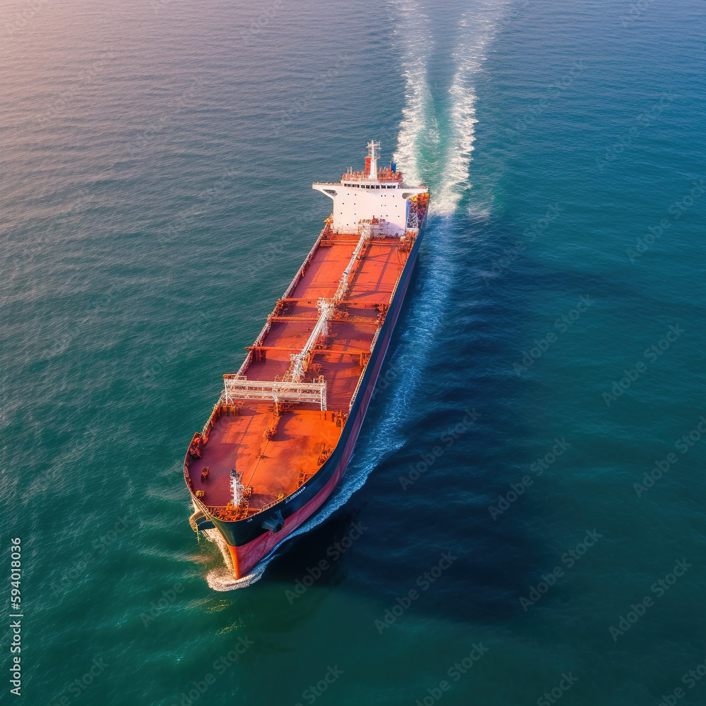 Aerial view oil and gas petrochemical tanker, Refinery industry cargo