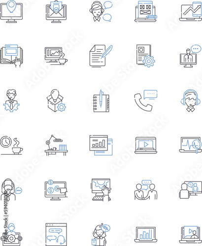 Laborers line icons collection. Hardworking, Skilled, Blue-collar, Struggling, Menial, Backbreaking, Unskilled vector and linear illustration. Industrial,Manual,Dedicated outline signs set