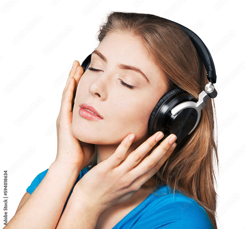 Portrait of beautiful young woman in headphones Portrait of beautiful young woman in headphones