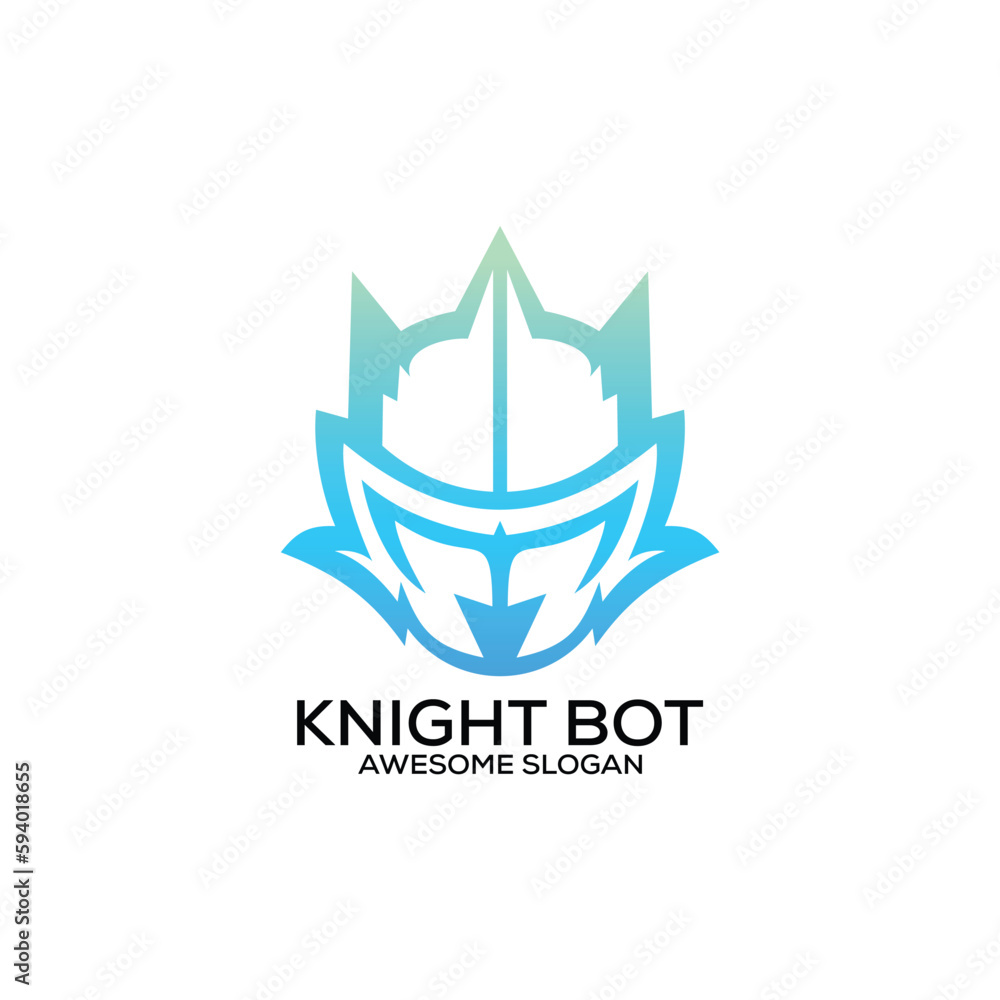 knight bot logo design gradient line art