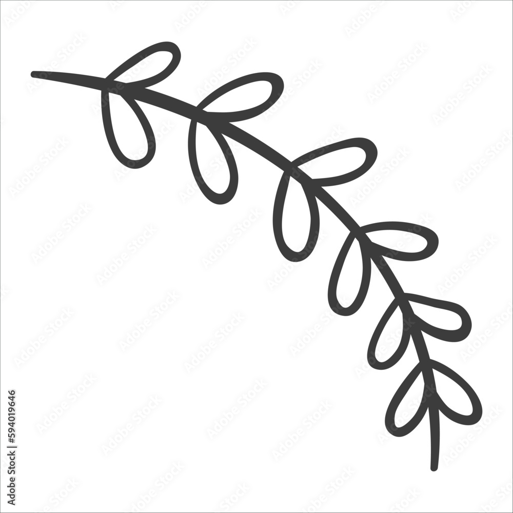 Branch with leaves. Hand drawn vector illustration Branch with leaves. Hand drawn vector illustration