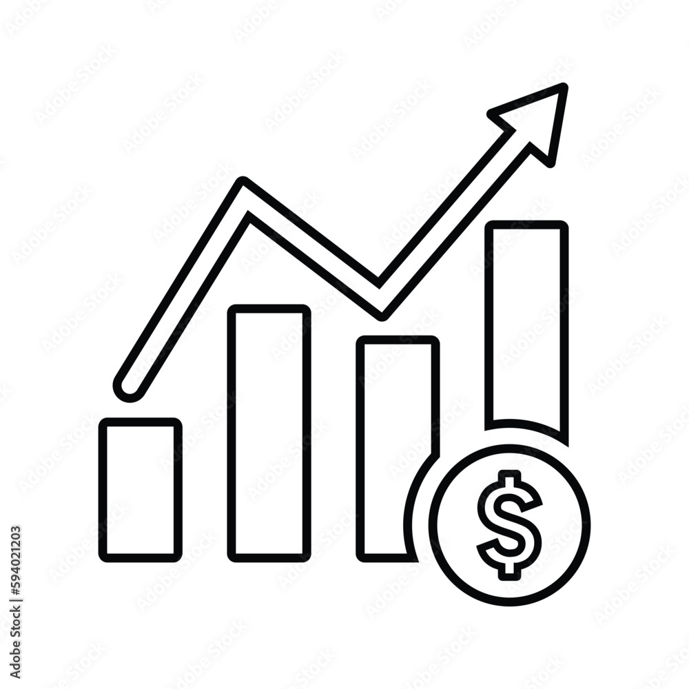 Chart, growth, business outline icon. Line art vector. Chart, growth, business outline icon. Line art vector.