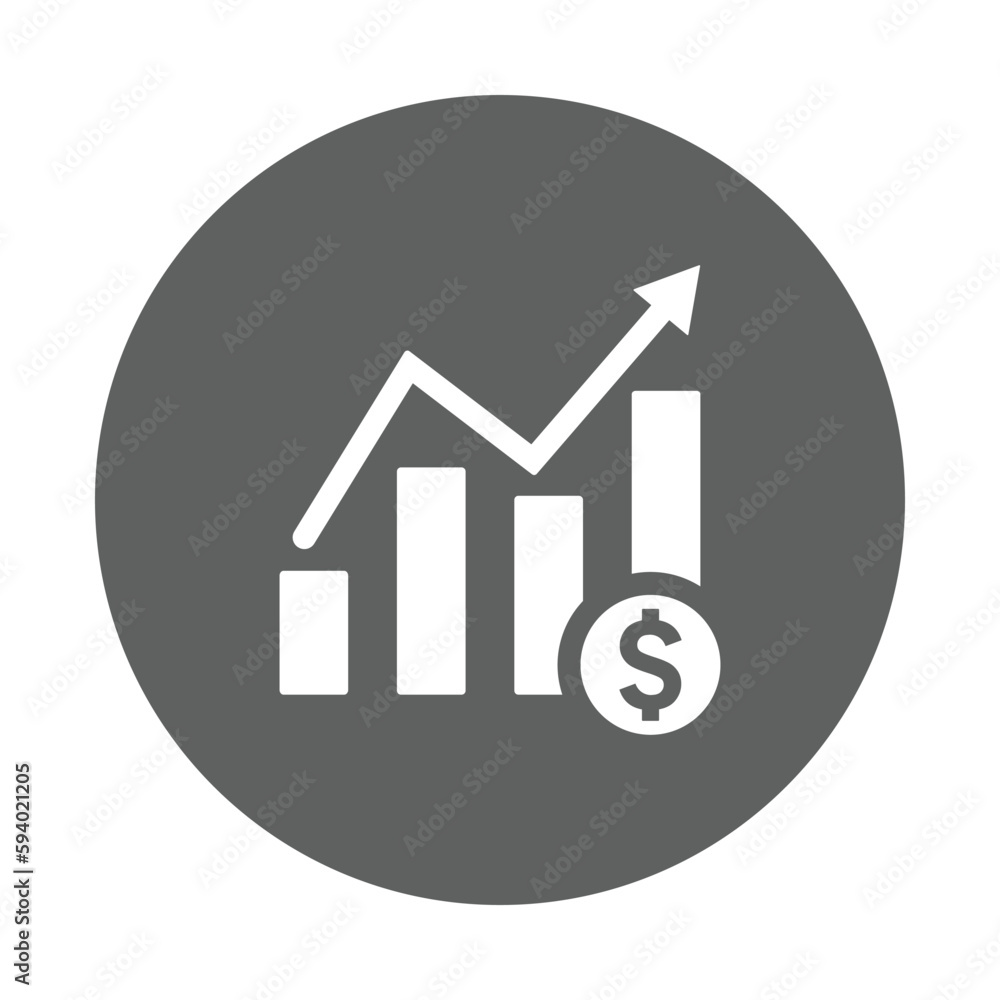 Chart, growth, business icon. Gray vector graphics. Chart, growth, business icon. Gray vector graphics.