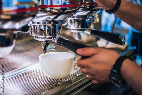 Barista making coffee