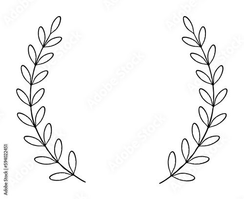 Abstract laurel wreath frame with leafy branches