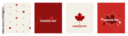 Happy Canada Day card set. Modern design.