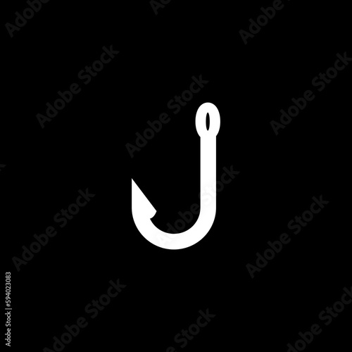 Fishing hook icon isolated on isolated on black background