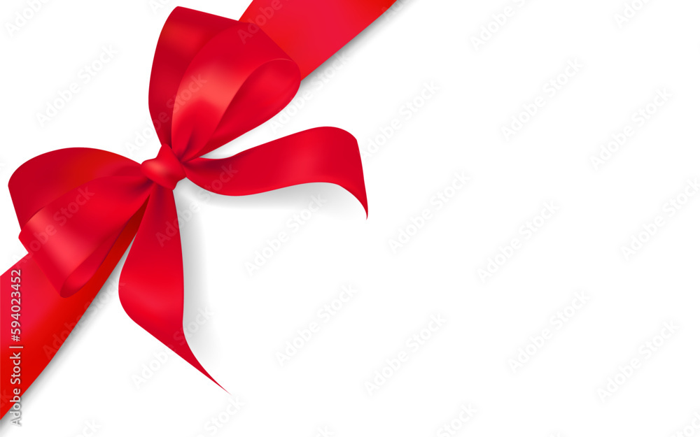 Elegant Red Silk Ribbon Bow and shadow Vector Illustration. Realistic Design Element on White Background for Celebrations, Weddings, and Anniversaries, Christmas, Birthday. Border line satin tape Elegant Red Silk Ribbon Bow and shadow Vector Illustration. Realistic Design Element on White Background for Celebrations, Weddings, and Anniversaries, Christmas, Birthday. Border line satin tape