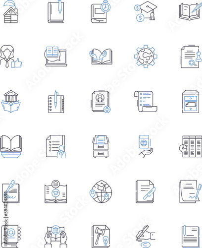 Classic literature line icons collection. Novel, Prose, Poem, Fable, Allegory, Satire, Tragedy vector and linear illustration. Epic,Romance,Gothic outline signs set