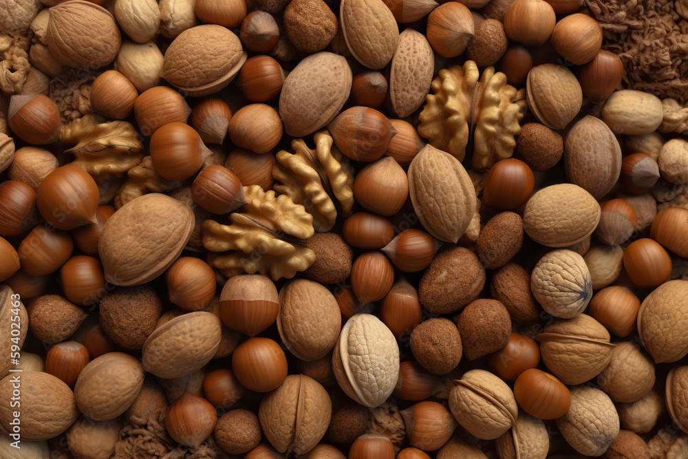 Background from nuts. Generative AI. Background from nuts. Generative AI.