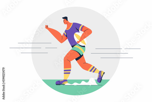 Sportman carry rugbyball in games vector