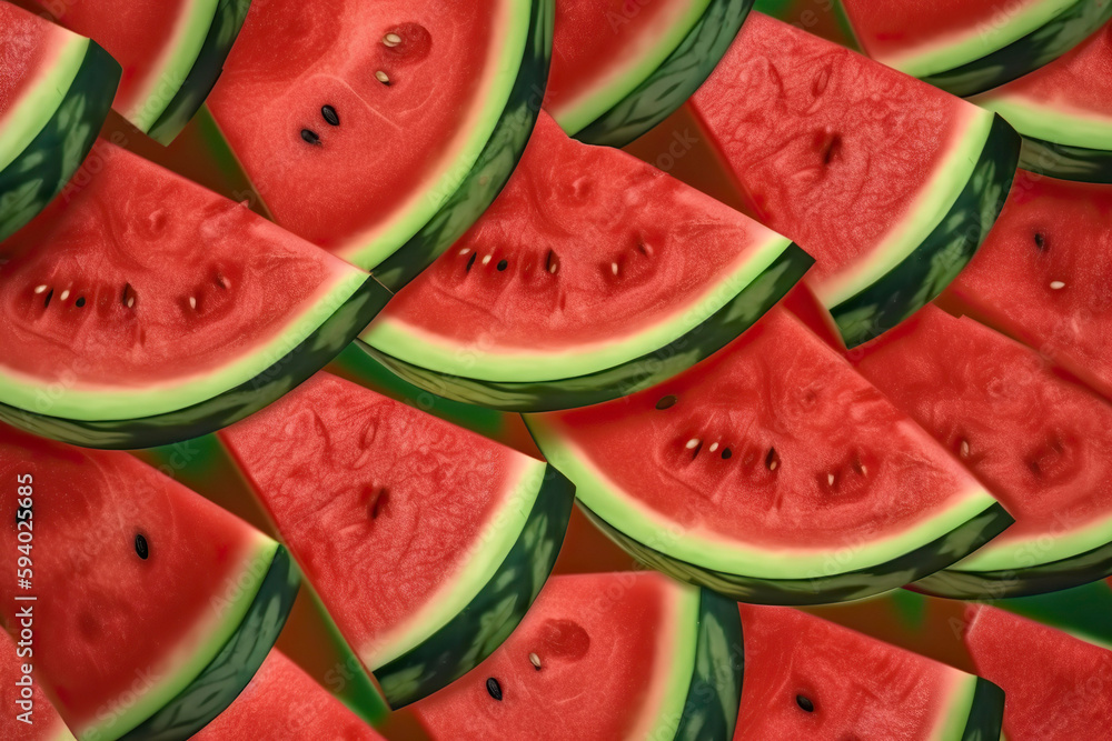 Background from slices of watermelon. Generative AI. Background from slices of watermelon. Generative AI.