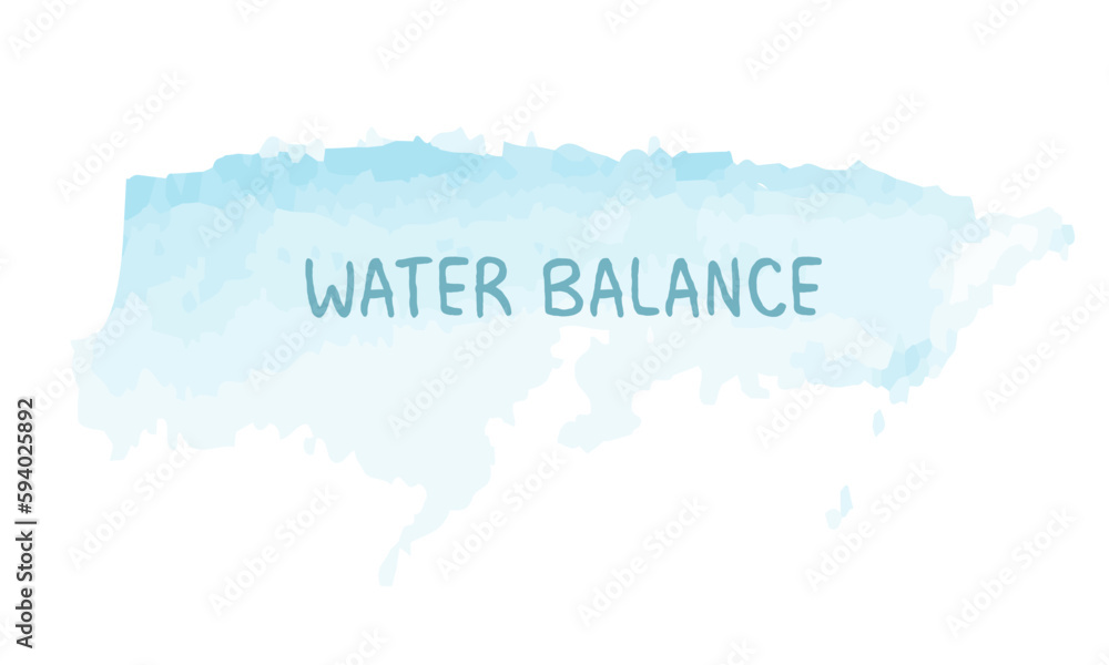 Obraz premium The inscription: water balance. Perfect design for cards, posters, banners, prints. Water balance phrase on blue watercolor background. Healthy concept.