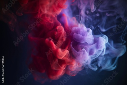 dramatic smoke and fog in contrasting vivid red  blue  and purple colors. vivid and intense abstract background or wallpaper. generative AI
