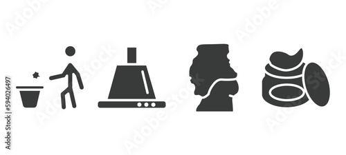 set of hygiene and sanitation filled icons. hygiene and sanitation glyph icons included throw, extractor, body shaming, gel vector.