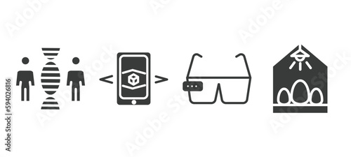 set of automation and high filled icons. automation and high glyph icons included cloning, augmented reality, ar glasses, egg incubator vector.