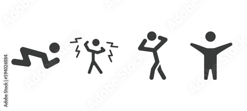 set of feeling and reaction filled icons. feeling and reaction glyph icons included grateful human, shocked human, scared human, excited vector.