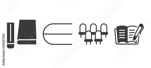 set of education filled icons. education glyph icons included hardbound book, is an element of, grandstand, book with marker vector.