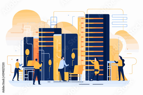 People in datacenter, hosting maintenance