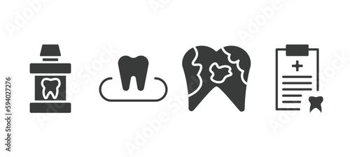 set of dental health filled icons. dental health glyph icons included mouth wash, occlusal, dental plaque, medical list vector.