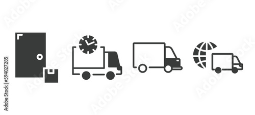 set of delivery and logistics filled icons. delivery and logistics glyph icons included on door delivery, scheduled, transportation, worldwide vector.