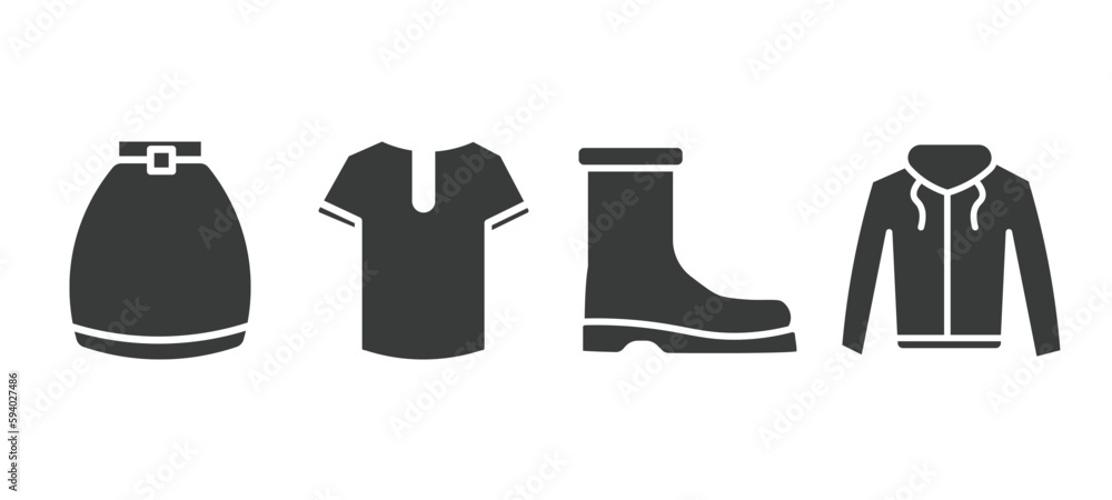 set of clothes and outfit filled icons. clothes and outfit glyph icons included circle skirt, henley shirt, wool boots, hooded jacket vector. set of clothes and outfit filled icons. clothes and outfit glyph icons included circle skirt, henley shirt, wool boots, hooded jacket vector.