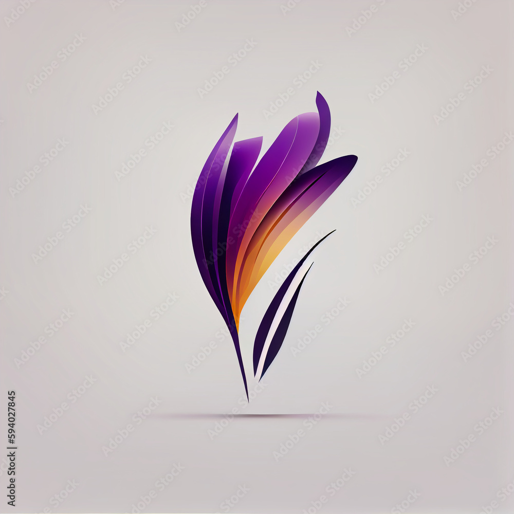 Crocus flower as a logo on a white background, magenta colors. AI generative.