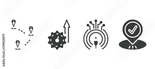 set of artificial intellegence filled icons. artificial intellegence glyph icons included demographic, efficiency, telepresence, visit vector.